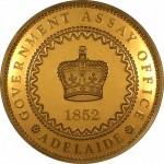 1852australiaadelaidepoundgoldplatedpatternobv400